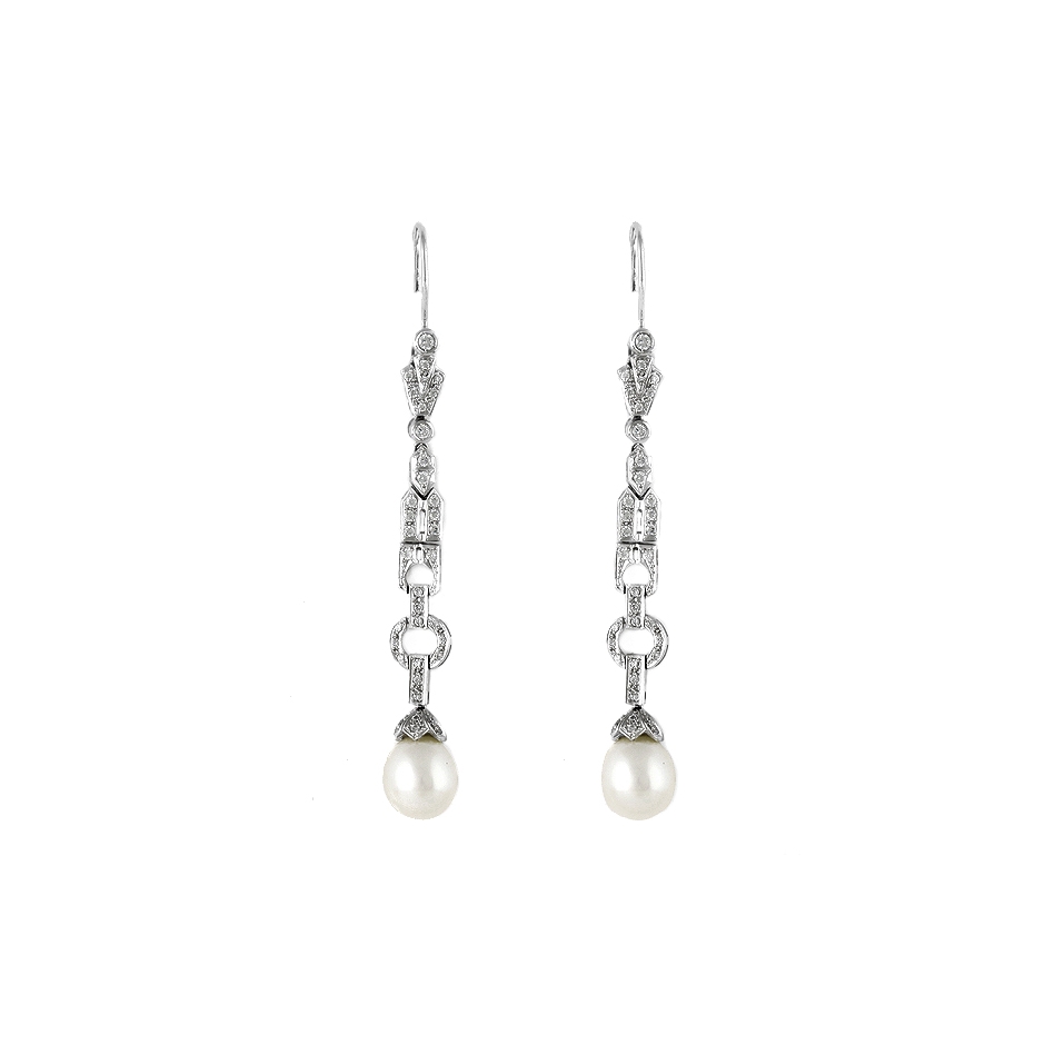 Pendientes con diamantes y perlas ( Rf 03935BR )