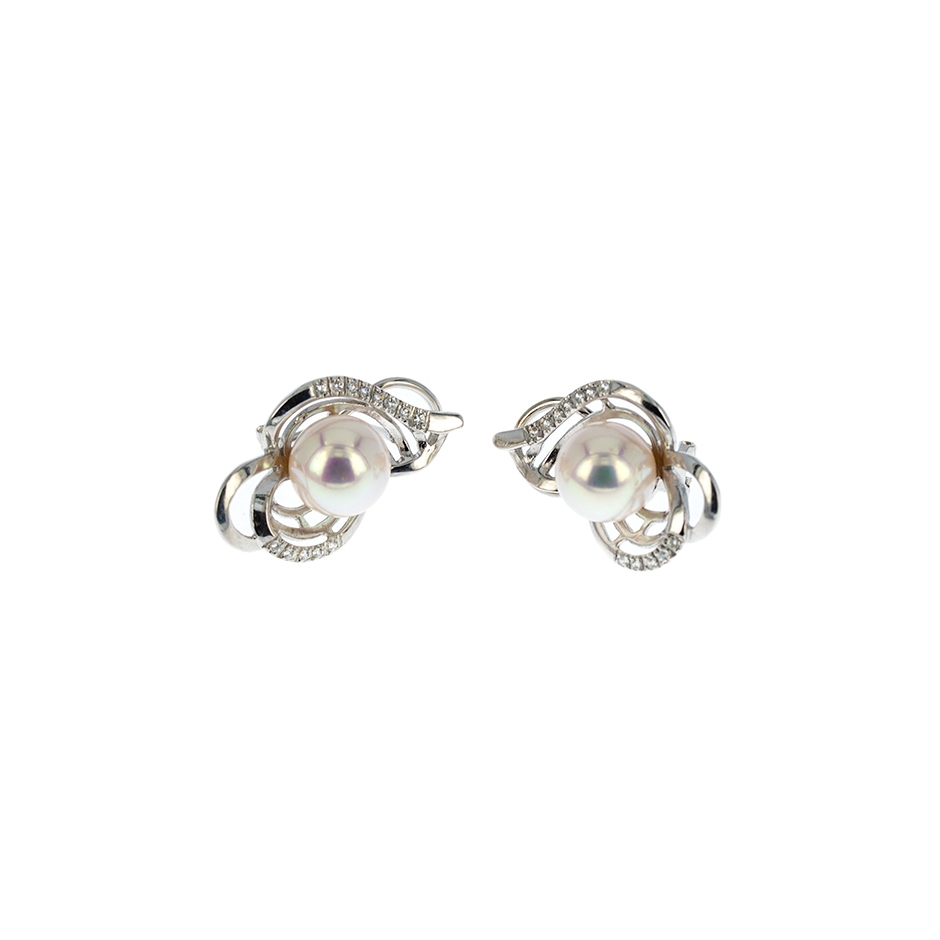 Pendientes diamantes y perlas Top Armony. (Rf. CP005)