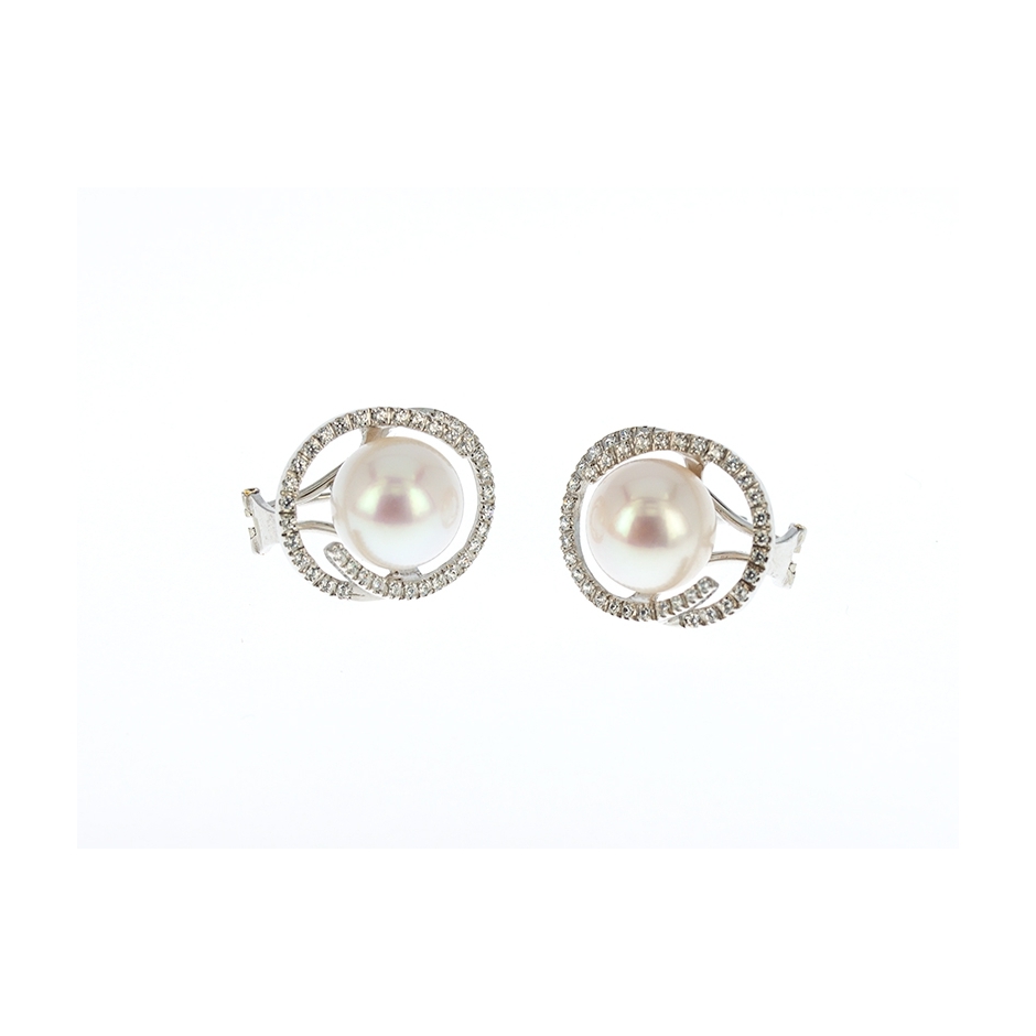 Pendientes diamantes y perlas Top Armony. (Rf. CP006)