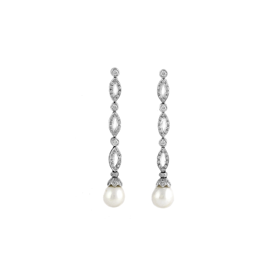 Pendientes con diamantes y perlas ( Rf 04061BR   )