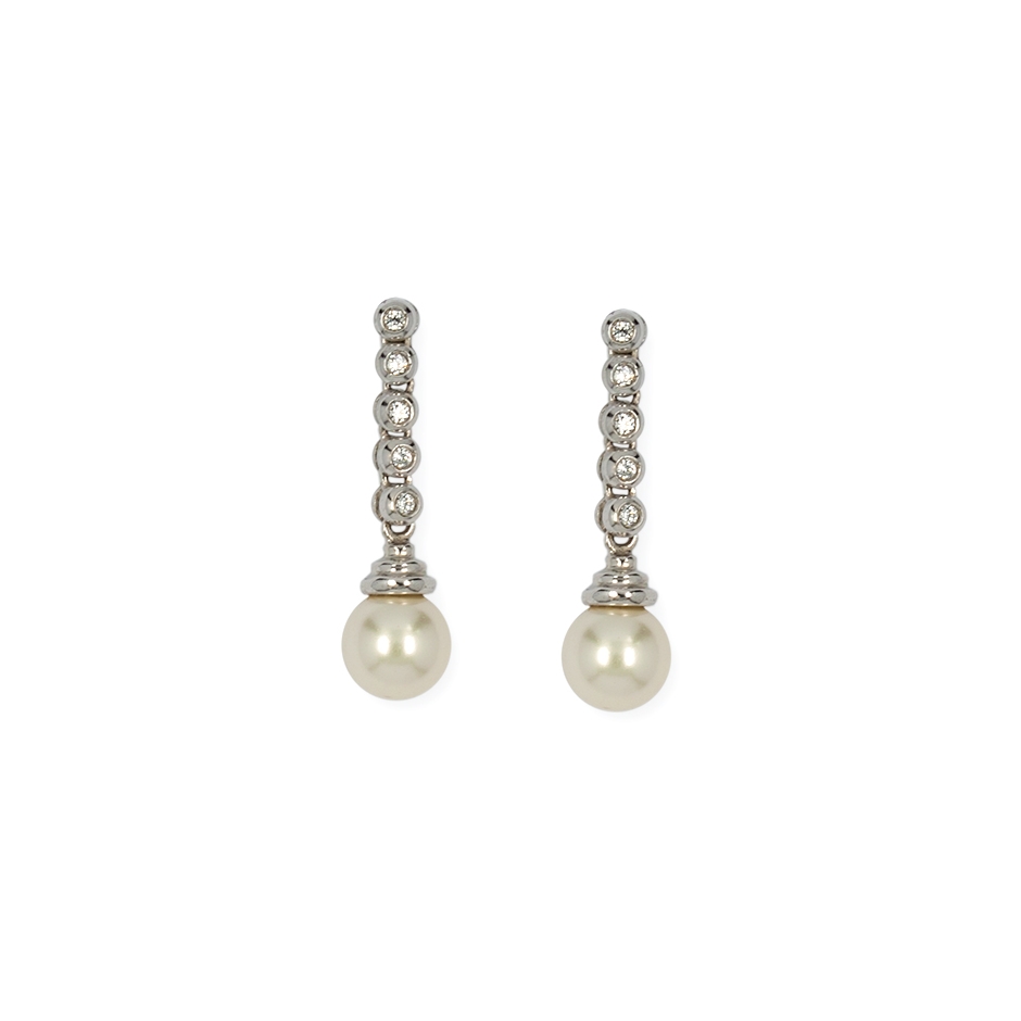 Pendientes con diamantes y perlas ( Rf 01094BR-5C )