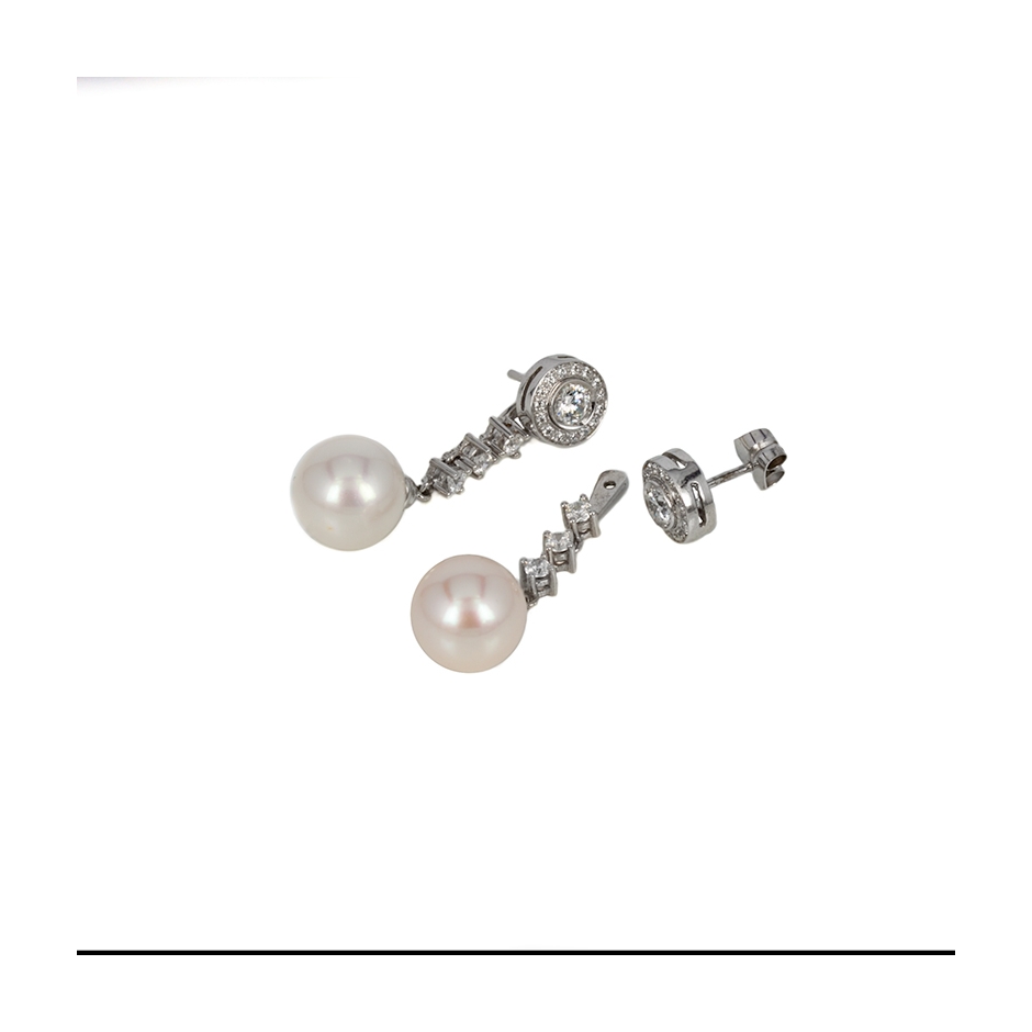 Pendientes con diamantes y perlas ( Rf 05326BR-AUS   )
